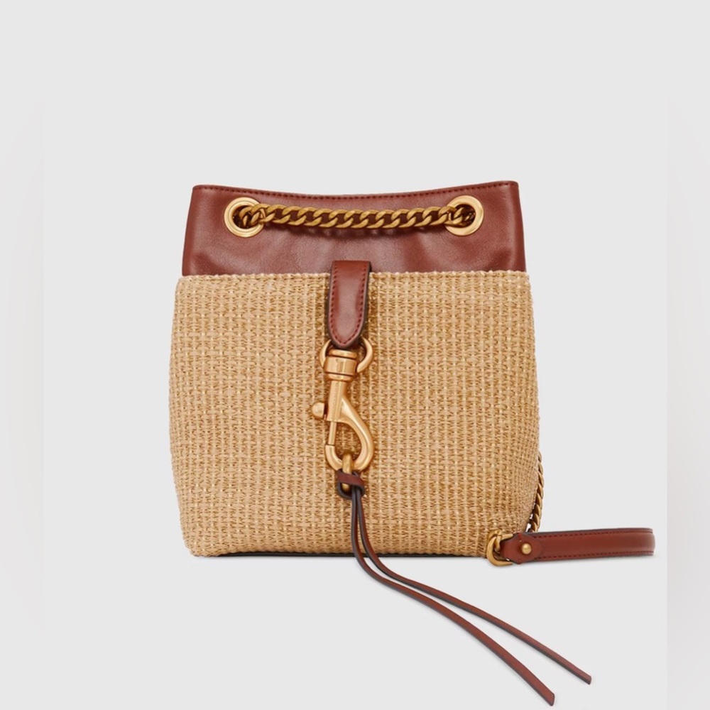 REBECCA MINKOFF EDIE STRAW BUCKET BAG